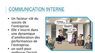 COMMUNICATION INTERNE
 Un facteur-clé du
succès de
l’entreprise
 Elle s’inscrit dans
une dynamique
d’amélioration des
performances de
l’entreprise
 un outil pour
 