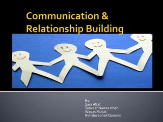 Communication & Relationship Building By: Sara Altaf Tanveer Nawaz Khan WaqasMuluk Rimsha Sohail Qureshi 