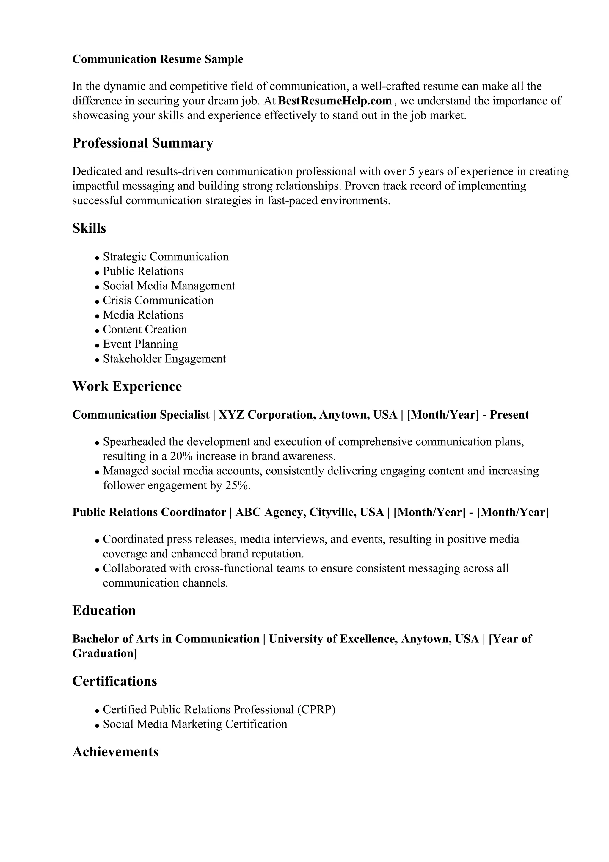 Communication Resume Sample Communication - Communication Resume Sample Communication Resume 1 2048 
