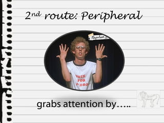 grabs attention by…..  2 nd  route:  Peripheral 
