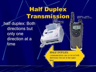 Graham Betts
Half Duplex
Transmission
half duplex: Both
directions but
only one
direction at a
time
 