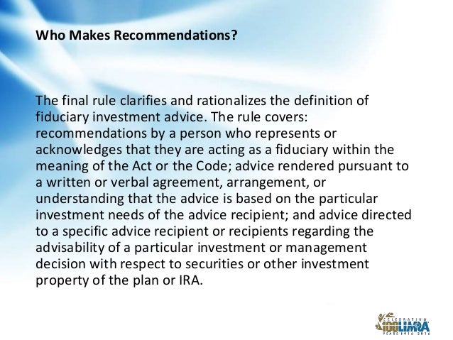DOL Final Definition of &quot;Fiduciary&quot;