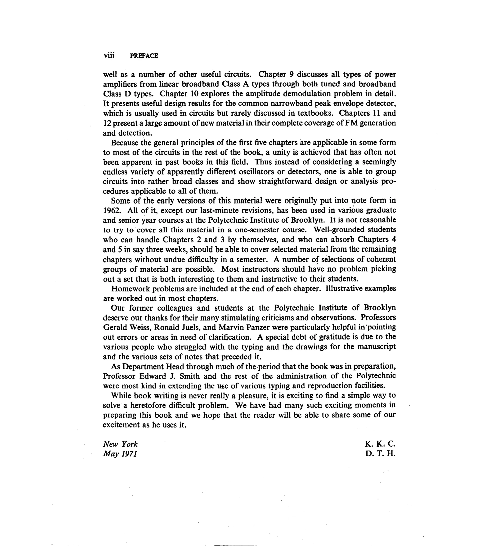 Communications circuits of clarke & hess