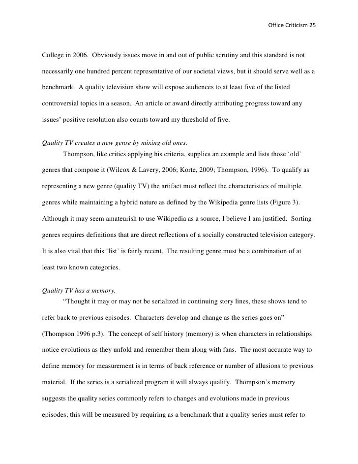 An Evaluation Of The Office As Quality Television Senior Research How To Make A Good Thesis Statement For An Essay also Essay Com In English Essay On Health Care Reform