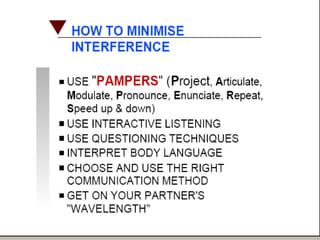 LISTENING SKILLSListening does not mean shutting your mouth and opening your ears!That is HEARING...!Good listener participates actively in the information exchange.