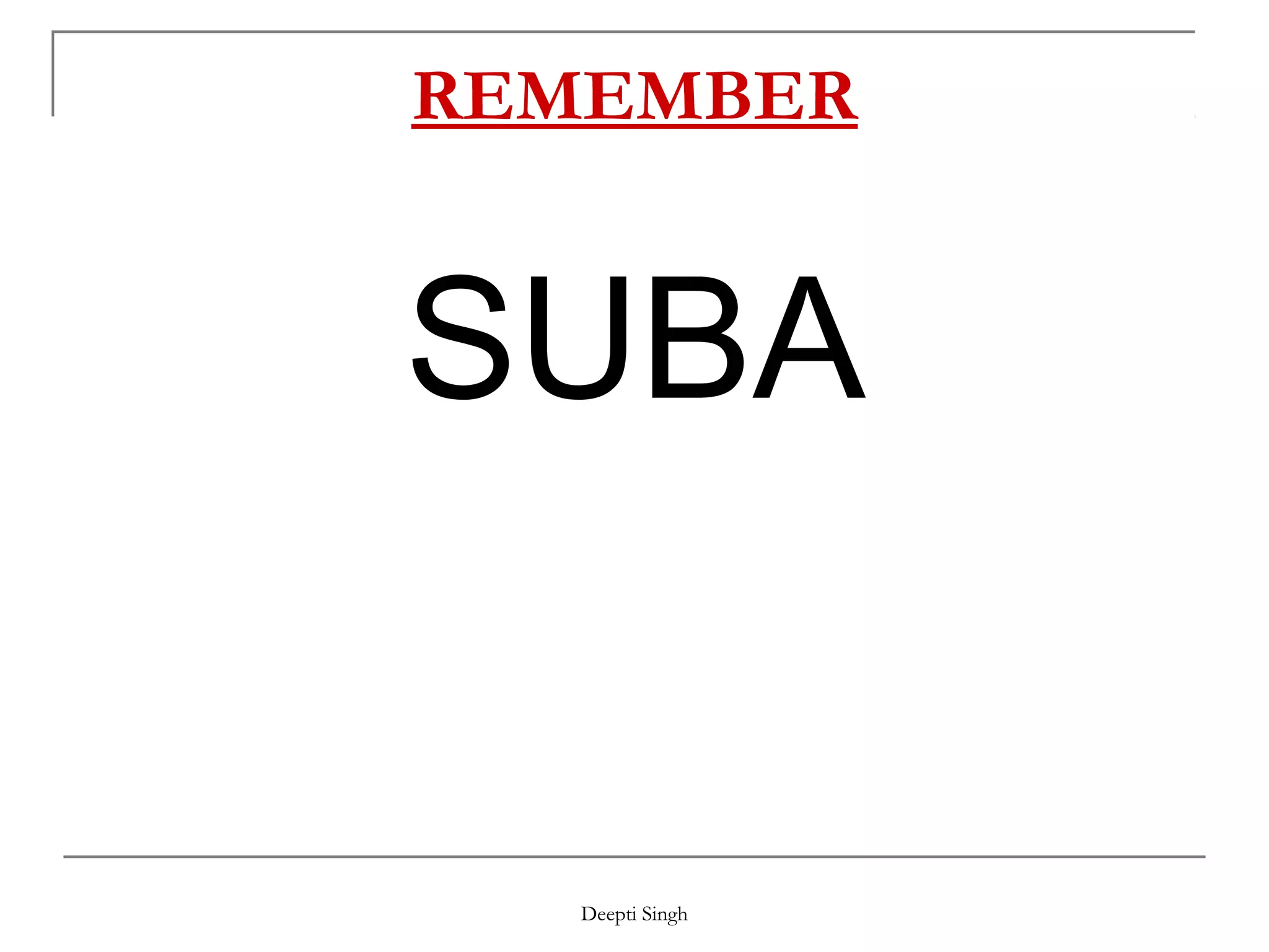 REMEMBER


SUBA


   Deepti Singh
 