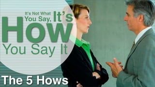 It’s Not What

It’s

How
You Say It
You Say,

The 5 Hows

 