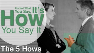 It’s Not What

It’s

How
You Say It
You Say,

The 5 Hows

 