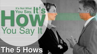 It’s Not What

It’s

How
You Say It
You Say,

The 5 Hows

 