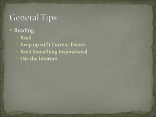 Reading Read Keep up with Current Events Read Something Inspirational Use the Internet 