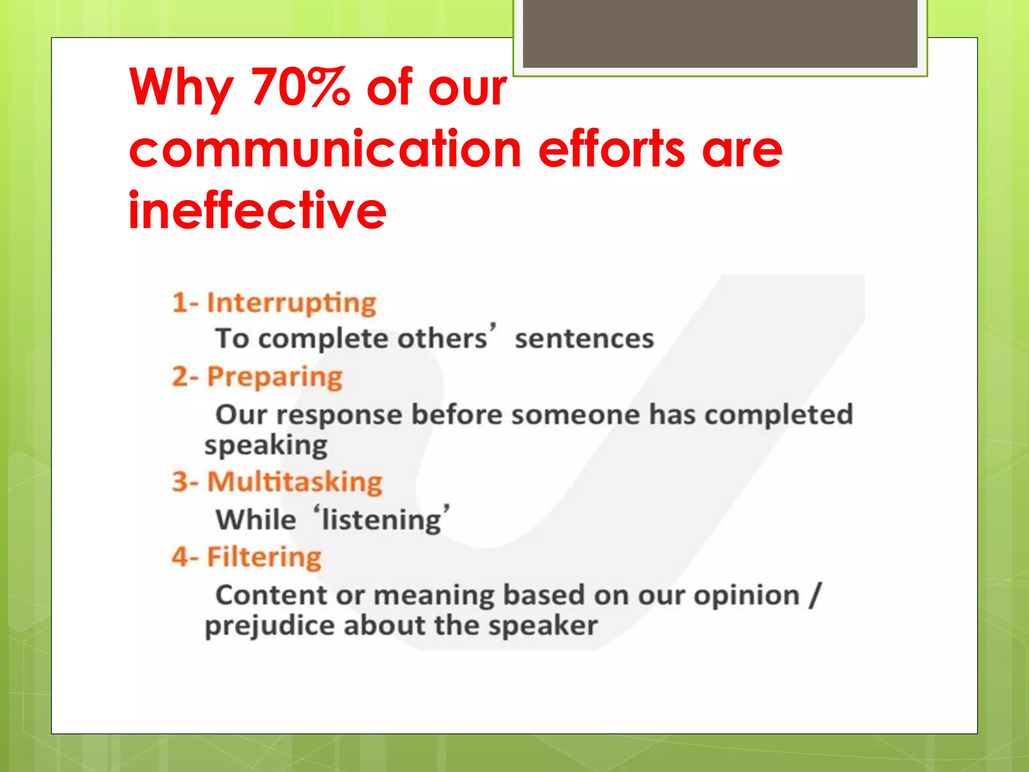 Why 70% of our
communication efforts are
ineffective
 