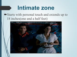 Intimate zone
Starts with personal touch and extends up to
18 inches(one and a half feet)
 