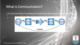 What is Communication?
• It is the process of sending and receiving information among people…
 