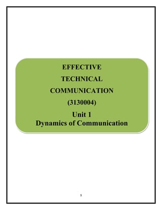 1
EFFECTIVE
TECHNICAL
COMMUNICATION
(3130004)
Unit 1
Dynamics of Communication
 