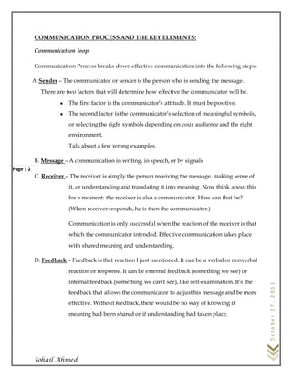 Communication skills by sohail ahmed | PDF