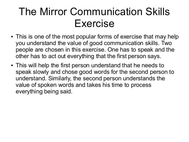 Communication Skills Exercises Communication Skills Exercises