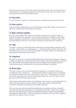 Communication Skills for Kids | DOCX | Parenting Children Aged 4-11 ...