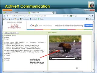 ActiveX Communication




                         Windows
                         Media Player

                                        15
suhailan@unisza.edu.my
 
