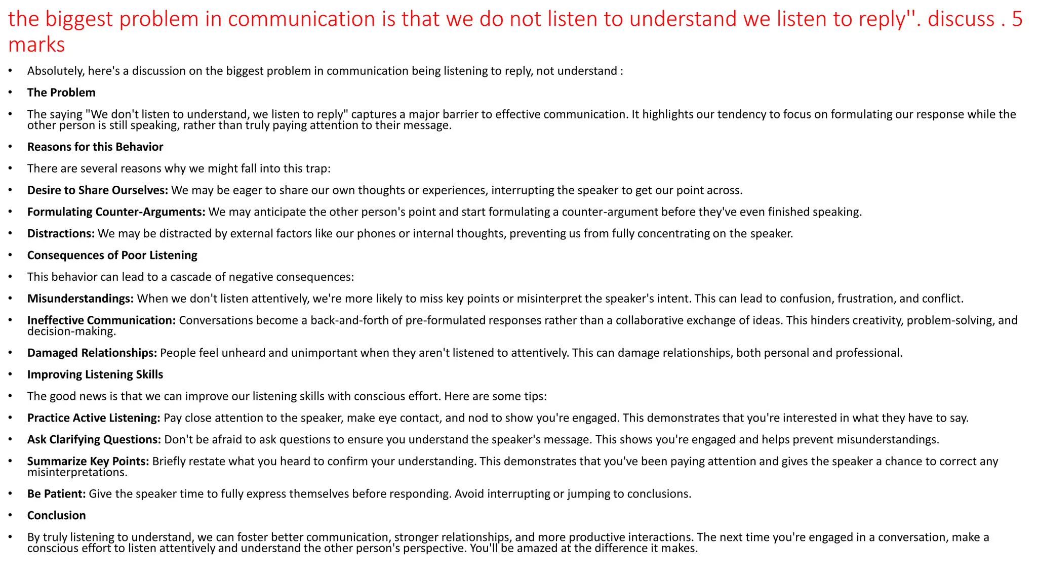 Restating Communication communication skills paper 2019 - Bangalore North university. | PPTX