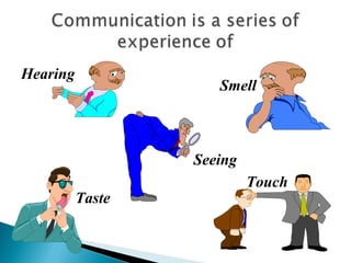 Hearing 
Smell 
Seeing 
Taste 
Touch 
 