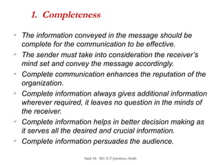 Completeness Message Communication skills ppt | PPT