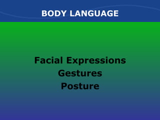 BODY LANGUAGE Facial Expressions Gestures Posture 