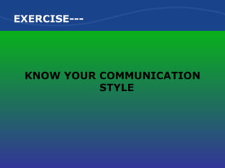 EXERCISE--- KNOW YOUR COMMUNICATION STYLE 