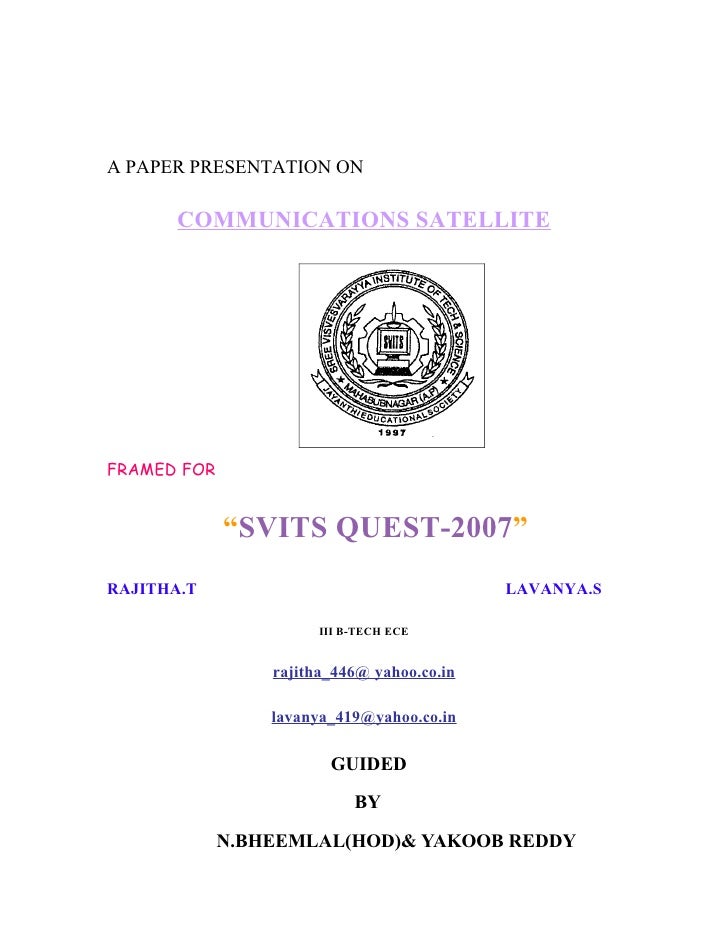 Paper presentation on satellite communications