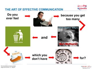 Do you
ever feel
because you get
too many
which you
don’t have for?
and
The Art of Effective Communication
August 2013 ver...