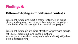 Findings 8:
Emotional Campaigns work during buoyant
times
Emotional campaigns are more effective during buoyant
market con...