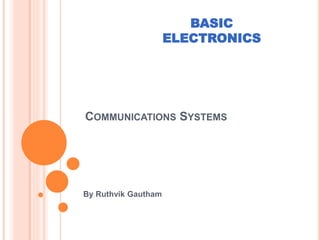COMMUNICATIONS SYSTEMS
By Ruthvik Gautham
BASIC
ELECTRONICS
 
