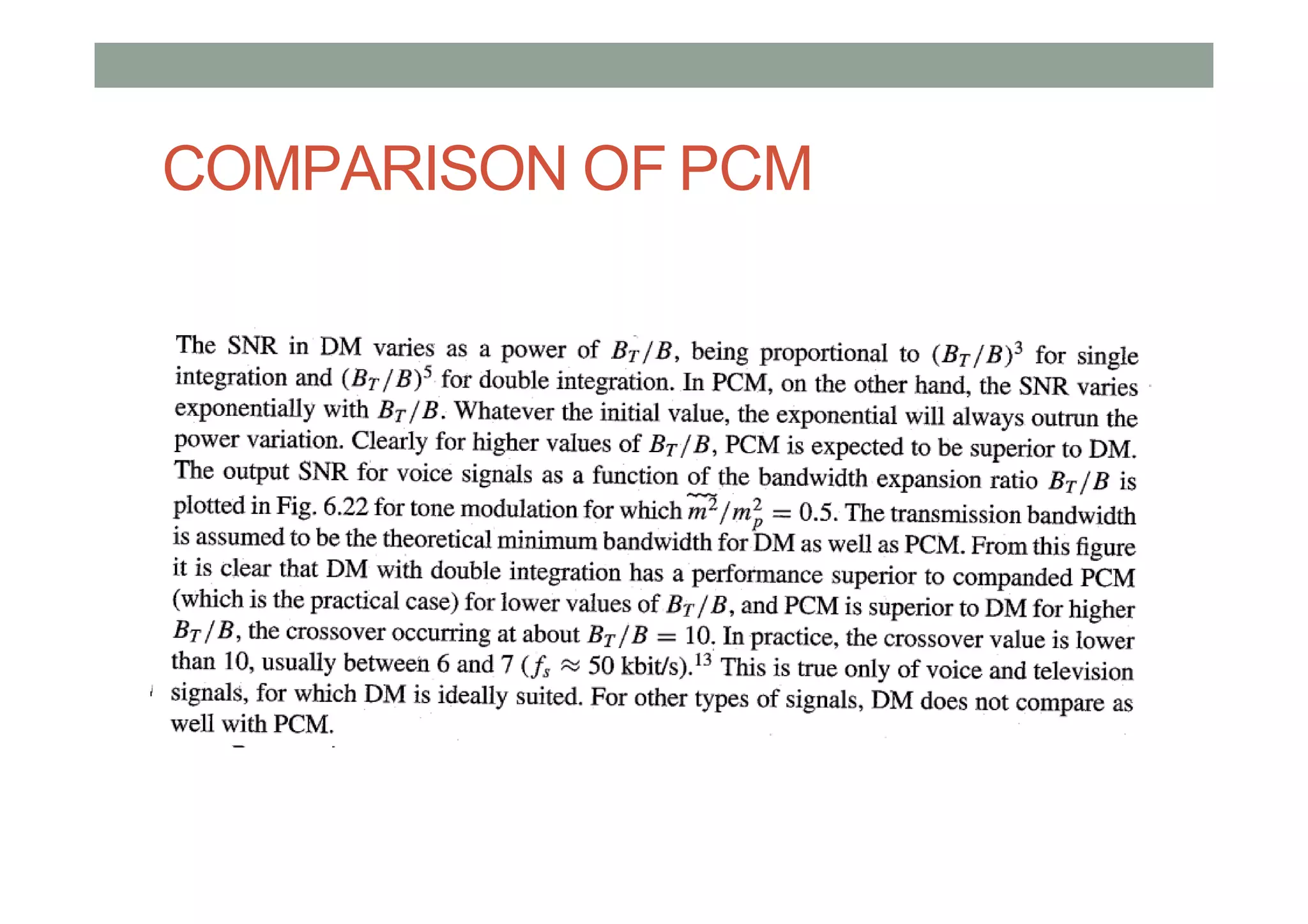 COMPARISON OF PCM
 