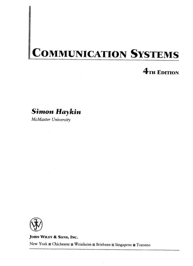 Communication systems 4 th edition simon haykin with solutions manual