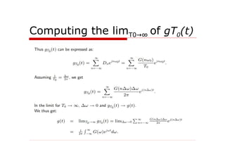 Computing the limT0 ∞
→ of gT0(t)
 