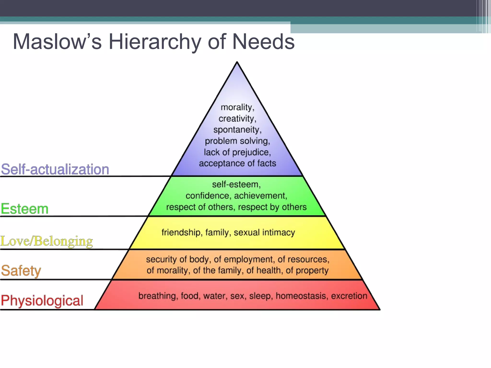 Maslow’s Hierarchy of Needs
 