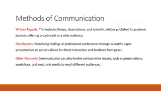 Communication & Utilization of Research . | PPTX