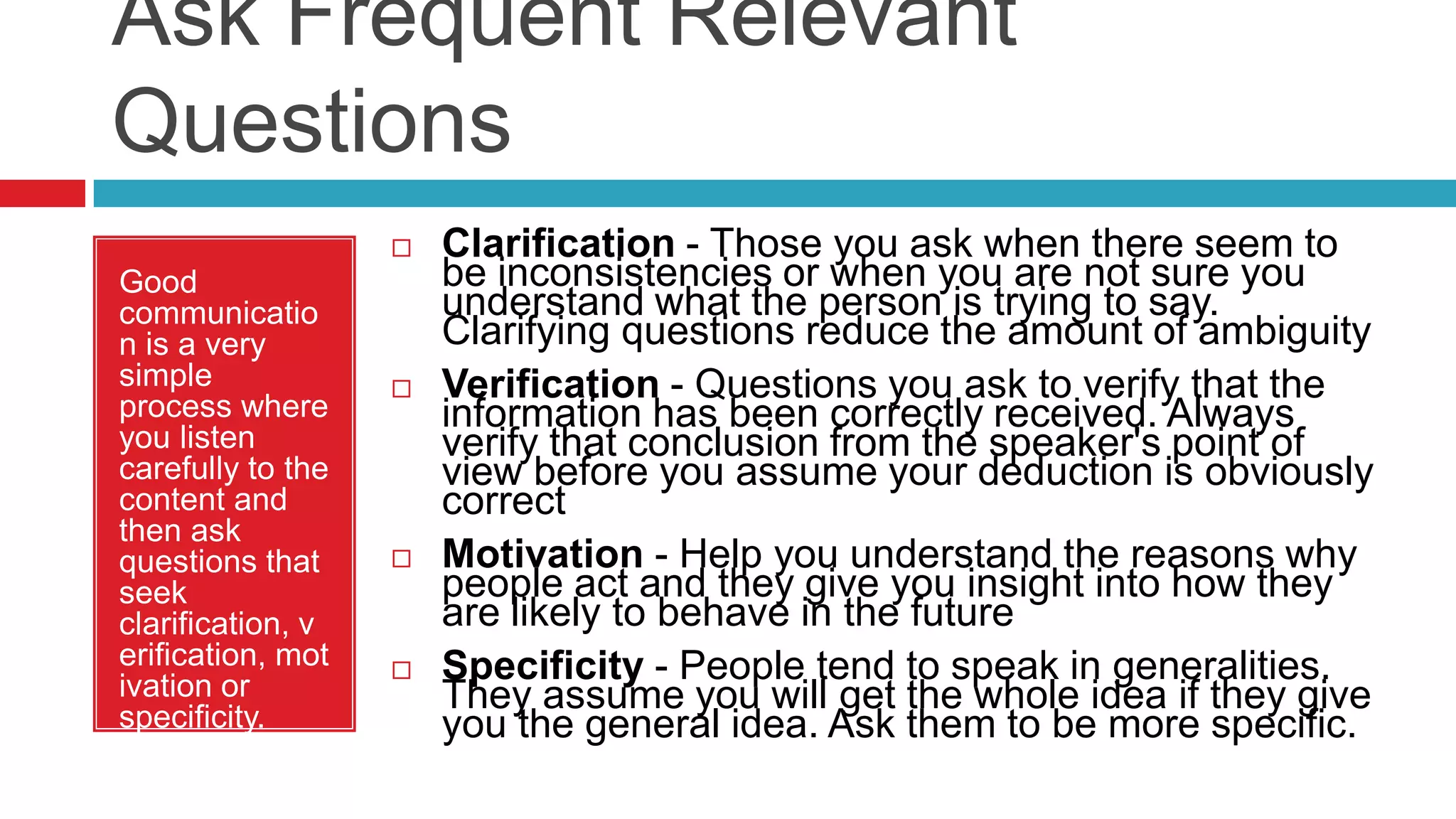 The human mind is compulsive about answering questions. When you are asked a question, your mind instinctively begins searching for an answer, even if you decide not to give a verbal answer.Your friend in need: Questions 