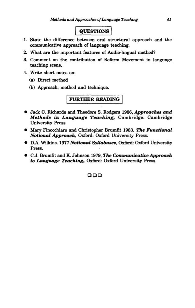 Communicative Approach To The Teaching Of English As A