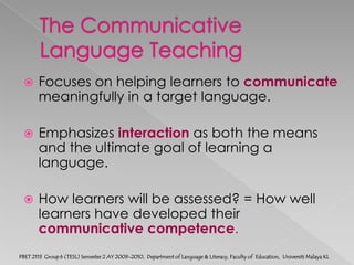 G. Regulatory F.	They lived happily ever.PBET 2113  Group 6 (TESL) Semester 2 AY 2009-2010,  Department of Language & Literacy, Faculty of  Education,  Universiti Malaya KL