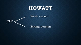 HOWATT
Weak version
CLT
Strong version
 