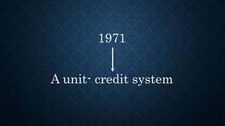 1971
A unit- credit system
 