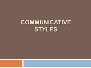COMMUNICATIVE
STYLES
 