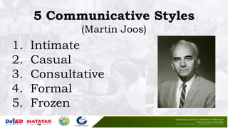 5 TYPES OF COMMUNICATIVE STYLES (MARTIN JOOS) PPT