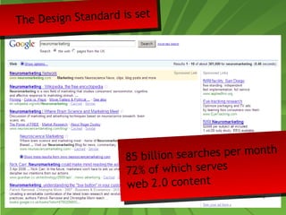 The Design Standard is set 
85 billion searches per month 
72% of which serves 
web 2.0 content 
 