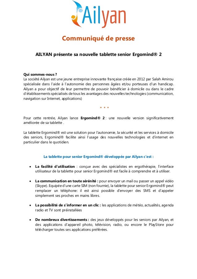 Ailyan Communique De Presse Ergomind 2 Ailyan Communique De Presse Ergomind 2