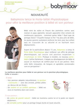 Communique De Presse Porte Bebe Physiologique