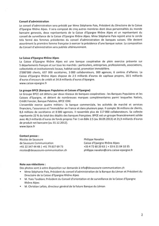 Banque du Léman - Communiqué de presse