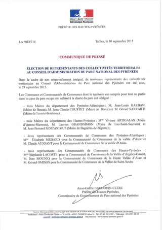élections conseil d'administration du Parc national des Pyrénées