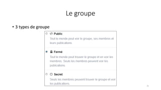 Le groupe
• 3 types de groupe
25
 