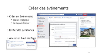 Créer des événements
50
• Créer un événement
• depuis le journal
• ou depuis le mur
• Inviter des personnes
• Ancrer en haut de Page
 